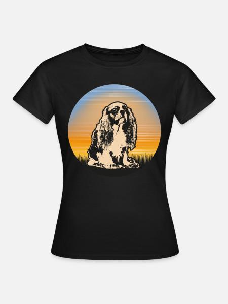 Cavalier King Charles Spaniel retro Geschenk Shirt - Frauen T-Shirt - Schwarz