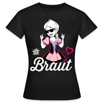 Braut Dirndl Tracht JGA Kostüm Bayern Poltern Süß - Frauen T-Shirt - Schwarz - Vorne - AI Model Female 172 dark (172cm)