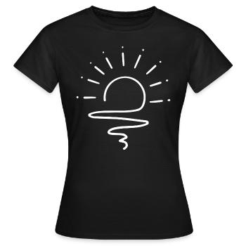 SOLEIL, RAYONS DE SOLEIL, SOLEIL, VAGUES, GRIFFONNAGE - T-shirt Femme - noir - Devant - AI Model Female 172 dark (172cm)