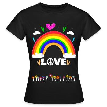 Flower Power & Paix - T-shirt Femme - noir - Devant - AI Model Female 172 dark (172cm)