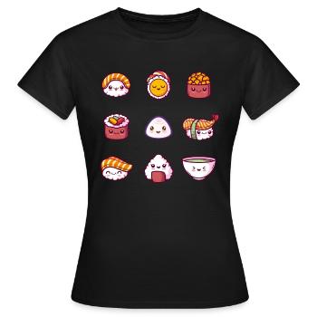 sushi kawaii - T-shirt Femme - noir - Devant - AI Model Female 172 dark (172cm)