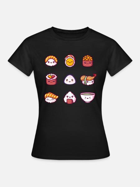 sushi kawaii - T-shirt Femme - noir