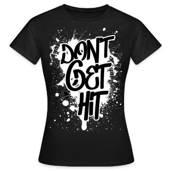 Nicht getroffen werden (weißer Spritzer) - Frauen T-Shirt - Schwarz - Vorne - AI Model Female 172 dark (172cm)