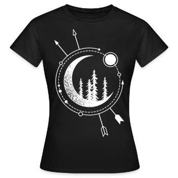 Moderne Geometric Nature ForestAstronomy Bohème - T-shirt Femme - noir - Devant - AI Model Female 172 dark (172cm)