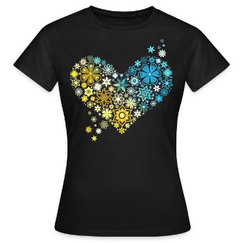 Ukraine Fleurs Cœur Paix Liberté Printemps - T-shirt Femme - noir - Devant - AI Model Female 172 dark (172cm)