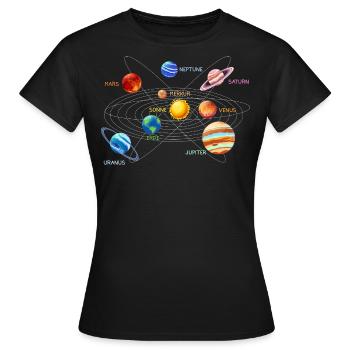 Sonnensystem Planeten - Frauen T-Shirt - Schwarz - Vorne - AI Model Female 172 dark (172cm)