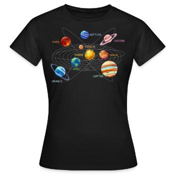 Sonnensystem - Frauen T-Shirt - Schwarz - Vorne - AI Model Female 172 dark (172cm)