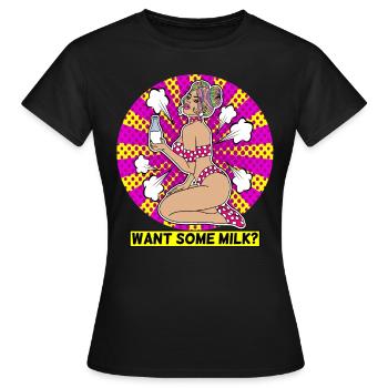 ART POP-ART ÉROTIQUE SEXY COMIC GIRL MILK - T-shirt Femme - noir - Devant - AI Model Female 172 dark (172cm)