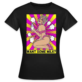 ART POP-ART ÉROTIQUE SEXY COMIC GIRL MILK - T-shirt Femme - noir - Devant - AI Model Female 172 dark (172cm)