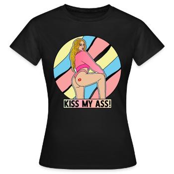 POP-ART ÉROTIQUE SEXY COMIC GIRL EMBRASSE MON CUL - T-shirt Femme - noir - Devant - AI Model Female 172 dark (172cm)