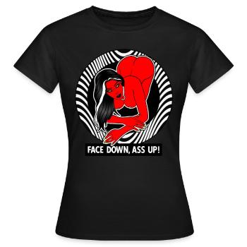 ÉROTIQUE SEXY CUL HAUT FACE CONTRE TERRE - T-shirt Femme - noir - Devant - AI Model Female 172 dark (172cm)