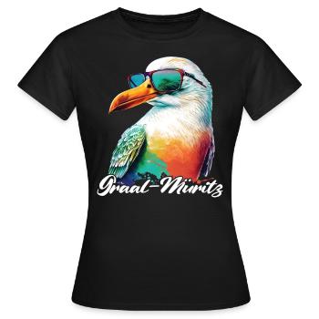 Graal Müritz vacances mouette fraîche avec lunettes de soleil - T-shirt Femme - noir - Devant - AI Model Female 172 dark (172cm)