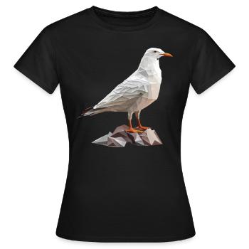 Polygon Möwe auf Felsen - Frauen T-Shirt - Schwarz - Vorne - AI Model Female 172 dark (172cm)