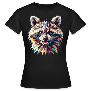 Polygon Waschbär Kunstwerk - Frauen T-Shirt - Schwarz - Vorne - AI Model Female 172 dark (172cm)