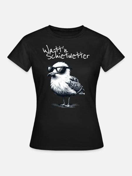 Watt'n Schietwetter Coole Möwe Nordsee Spruch - Women's T-Shirt - black