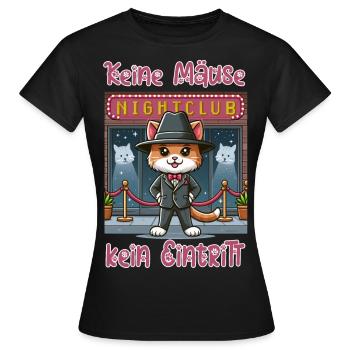 Pas de souris (argent) - pas d’entrée - T-shirt Femme - noir - Devant - AI Model Female 172 dark (172cm)