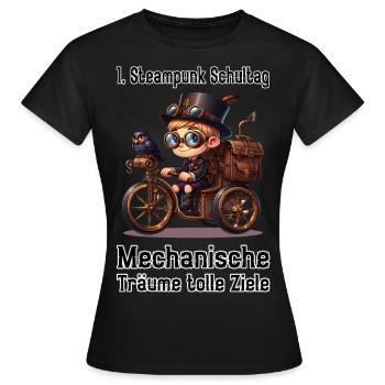 Erster Steampunk Schultag - Frauen T-Shirt - Schwarz - Vorne - AI Model Female 172 dark (172cm)