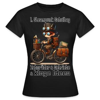 Erster Steampunk Schultag - Frauen T-Shirt - Schwarz - Vorne - AI Model Female 172 dark (172cm)