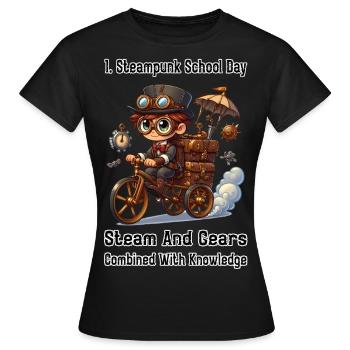 Erster Steampunk Schultag - Frauen T-Shirt - Schwarz - Vorne - AI Model Female 172 dark (172cm)