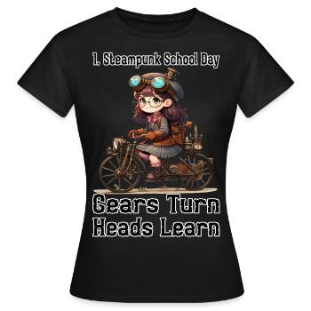 Erster Steampunk Schultag - Frauen T-Shirt - Schwarz - Vorne - AI Model Female 172 dark (172cm)