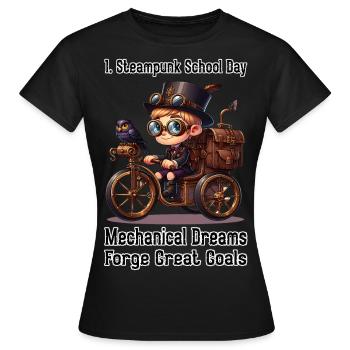 Erster Steampunk Schultag - Frauen T-Shirt - Schwarz - Vorne - AI Model Female 172 dark (172cm)