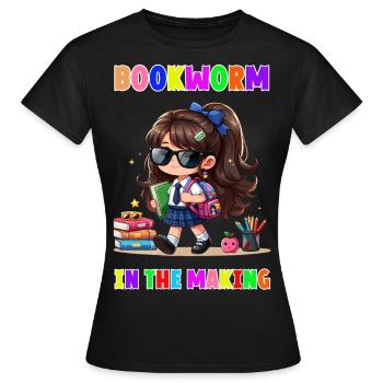 Bookworm in making - Women's T-Shirt - black - Front - AI Model Female 172 dark (172cm)