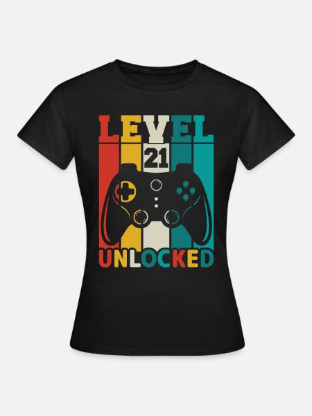 21 jaar 21e verjaardagsniveau ontgrendeld Gamin - Vrouwen T-shirt - zwart