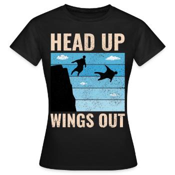 Wingsuit fliegen Base Jumping Fallschirmspringen Wingsuiting - Frauen T-Shirt - Schwarz - Vorne - AI Model Female 172 dark (172cm)