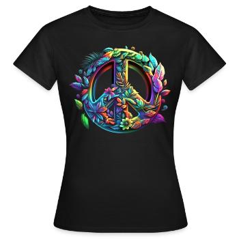 Symbole de paix, signe de paix, paix, liberté - T-shirt Femme - noir - Devant - AI Model Female 172 dark (172cm)