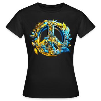 Symbole de paix, Ukraine, signe de paix, paix - T-shirt Femme - noir - Devant - AI Model Female 172 dark (172cm)