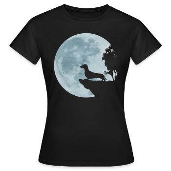 Teckel Teckel Chien de toit chasse lune chasseur cadeau - T-shirt Femme - noir - Devant - AI Model Female 172 dark (172cm)