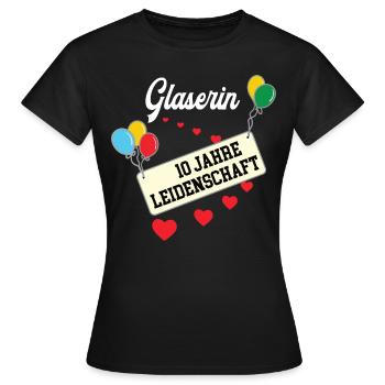 Glaserin 10 jähriges Jubiläum Glaserei 10 Jahre - Frauen T-Shirt - Schwarz - Vorne - AI Model Female 172 dark (172cm)