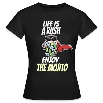 Cocktail mojito lime bar saying rush - Women's T-Shirt - black - Front - AI Model Female 172 dark (172cm)
