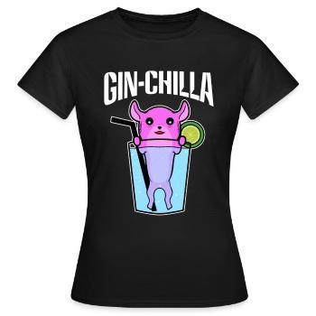 Gin Chilla Chinchilla Drink Süß Damen - Frauen T-Shirt - Schwarz - Vorne - AI Model Female 172 dark (172cm)