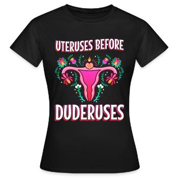 Utérus avant duderuses - T-shirt Femme - noir - Devant - AI Model Female 172 dark (172cm)