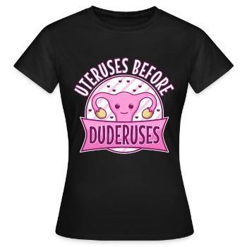Utérus avant duderuses - T-shirt Femme - noir - Devant - AI Model Female 172 dark (172cm)