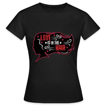 L’amour est dans les cheveux - T-shirt Femme - noir - Devant - AI Model Female 172 dark (172cm)