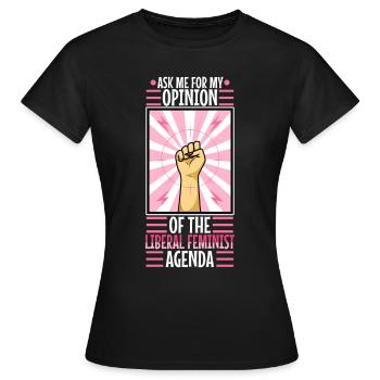Posez-moi des questions sur mon programme féministe libéral - T-shirt Femme - noir - Devant - AI Model Female 172 dark (172cm)