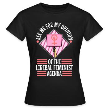 Posez-moi des questions sur mon programme féministe libéral - T-shirt Femme - noir - Devant - AI Model Female 172 dark (172cm)
