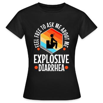 Posez-moi des questions sur ma diarrhée explosive - T-shirt Femme - noir - Devant - AI Model Female 172 dark (172cm)