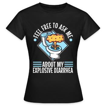 Posez-moi des questions sur ma diarrhée explosive - T-shirt Femme - noir - Devant - AI Model Female 172 dark (172cm)