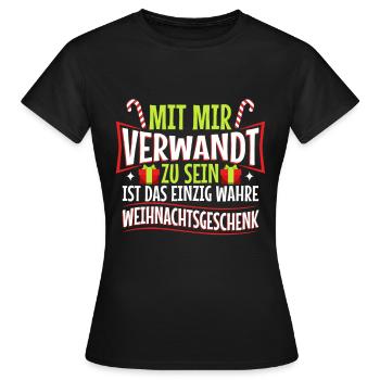 Mit mir verwandt zu sein ist das einzig wahre - Frauen T-Shirt - Schwarz - Vorne - AI Model Female 172 dark (172cm)