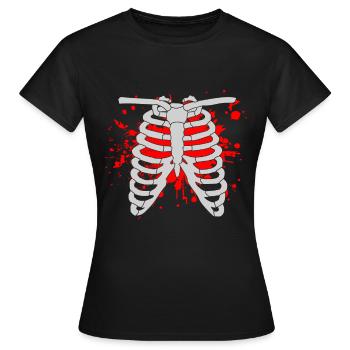 Skelett knochen brustkorb Halloween - Frauen T-Shirt - Schwarz - Vorne - AI Model Female 172 dark (172cm)