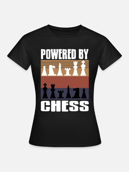 Powered by chess - Frauen T-Shirt - Schwarz