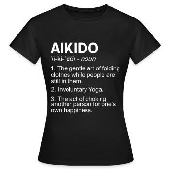 Explication de l’Aïkido drôle - T-shirt Femme - noir - Devant - AI Model Female 172 dark (172cm)