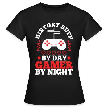 Histoire par joueur de jour la nuit - T-shirt Femme - noir - Devant - AI Model Female 172 dark (172cm)