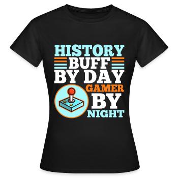 Histoire par joueur de jour la nuit - T-shirt Femme - noir - Devant - AI Model Female 172 dark (172cm)