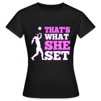 Thats what she set volleyball - Frauen T-Shirt - Schwarz - Vorne - AI Model Female 172 dark (172cm)