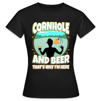 Cornhole and beer that's why im here - Women's T-Shirt - black - Front - AI Model Female 172 dark (172cm)