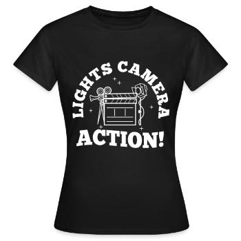 Lights camera action - Women's T-Shirt - black - Front - AI Model Female 172 dark (172cm)